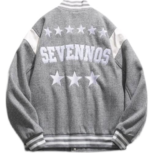 Letter Embroidery Baseball Uniform Jacket Men Retro Simple High Street Couple Autumn Men College Style Bomber Jackets Coat Men