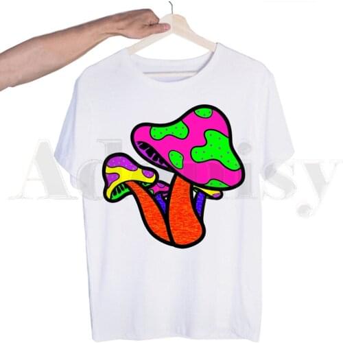 Mushroom Psychedelic Hallucination Short sleeves T-shirt Men Print T shirt Men Tops Tees Mens T-shirt