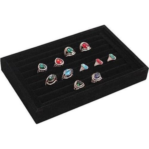 Soft Black Ring Earrings Velvet Jewellery Display Cufflinks Storage Case Holder