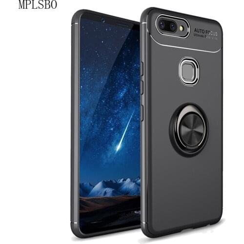 MPLSBO Soft Case For Vivo X20 Case Silicone Back Cover For Vivo X20 Plus Luxury Shockproof Phone Case With Metal Finger Ring