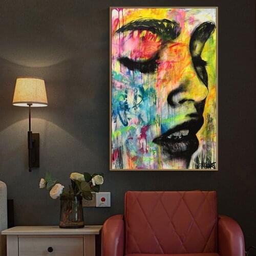 Wall Decor Modern Fashion Woman Posters and Prints Graffiti Street Art Canvas Painting Frameless Wall Art Pictures for Home