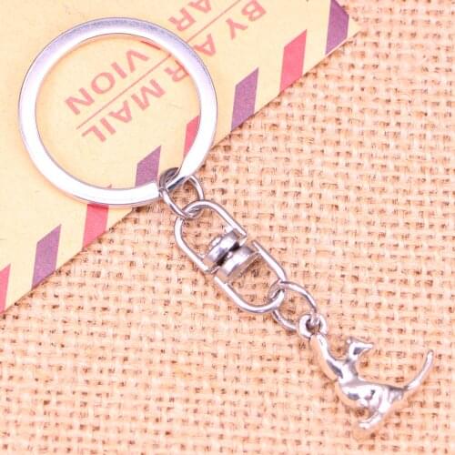 New Fashion Keychain 19x16mm lazy cat Pendants DIY Men Jewelry Car Key Chain Ring Holder Souvenir For Gift