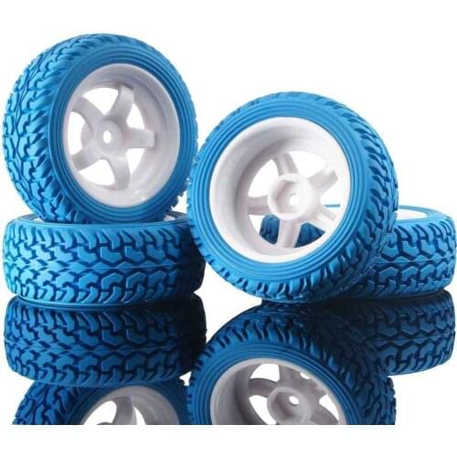 RC 6030W-8019 Rally Tires & Wheel Rims 4P For HSP 1:10 1:16 On-Road Rally Car