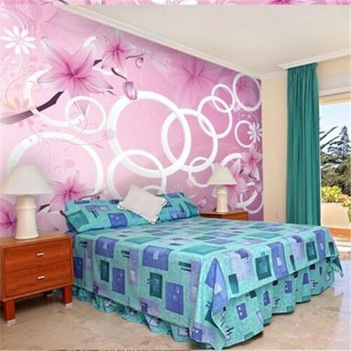 Beibehang Custom wallpaper 3d daydream simple personality flower circle wallpaper bedroom living room TV background wall paper