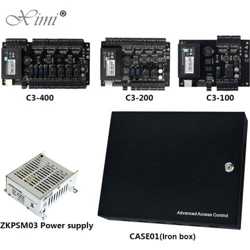 TCP/IP Access Control Panel Access Control Board ZK C3-400 4 Doors Access Control System With Power Supply Box Battery Function