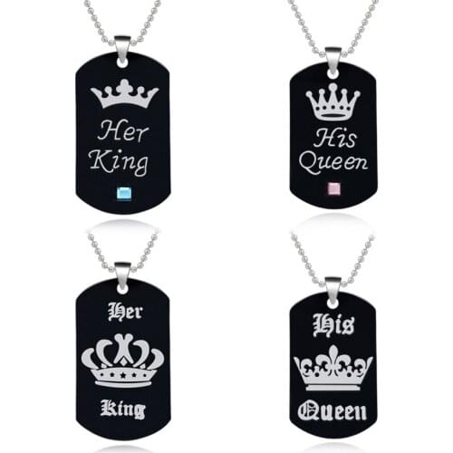 Couple men and women pendant necklace keychain set rhinestone crown charm valentine gift jewelry direct selection