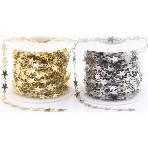 Plated Gold/Silvers Metal Star Charms Rosary Chains,Fashion Star Copper Accessories Handmade Chains DIY Necklace Jewelry Chokers