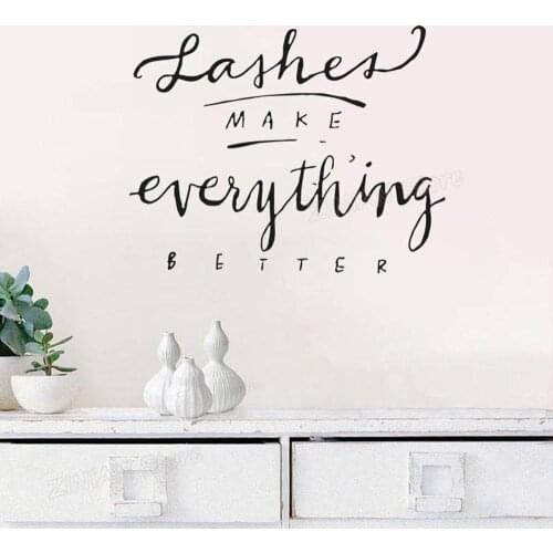 Lashes MAKE everything BETTER Vinyl Wall Decal Quote Beauty Salon Wall Decor Eyelash Make Up Wall Stickers Girls Bedroom joy281