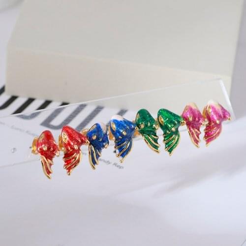 Niche design color cartoon dragon shape gold-plated crystal crystal nail earrings earrings small fresh lady gift