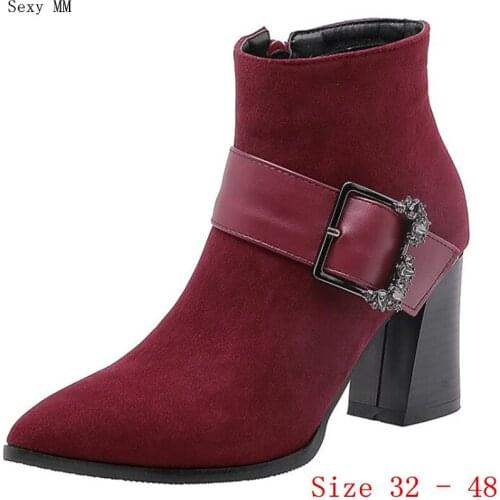 Spring Autumn High Heels Women Ankle Boots High Heel Shoes Woman Short Boots Small Plus Size 32 - 48