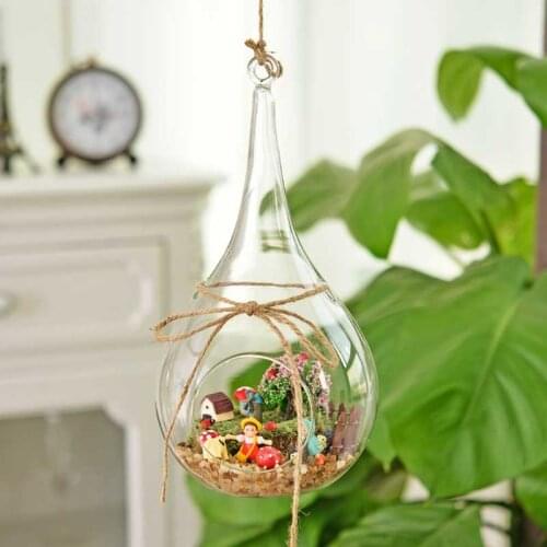 Free Shipping 4pcs/pack 10*18cm Water Drop Shaped Glass Terrarium Vase Hanging Candle Holder Home Wedding Event Decoration