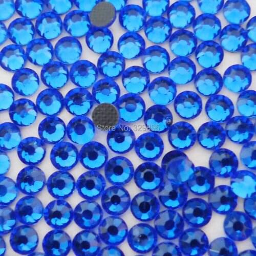 Sapphire SS6-SS40 DMC HotFix Rhinestone Flatback Glass Iron-on Stones For Clothing garment shoes bags nail jeans Decorations