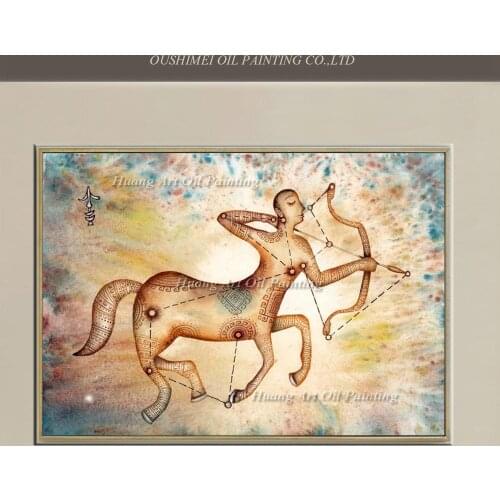 Created Art Handmade Greek Mythology For Wall Decoration Pure Hand-painted Zodiac Sagittarius Oil Painting On Canvas Landscape