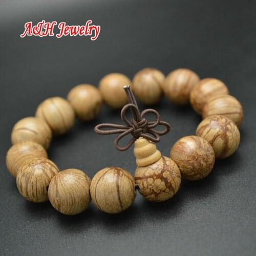 15mm High Quality Wooden Bracelets Fashion Men and Women Prayer Mala Bracelet 5pc/lot