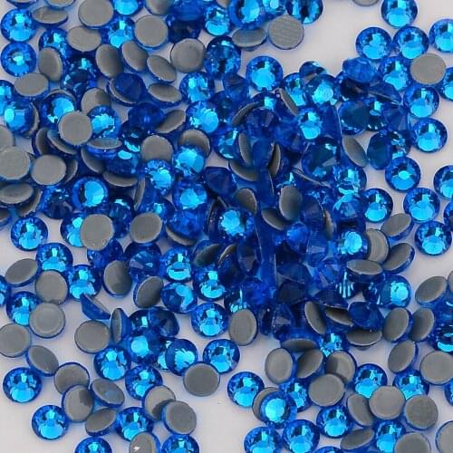 High Quality CapriBlue Flat Back HotFix Rhinestones Glass Hot Fix Crystals Rhinestones Clothing Bag Shoes Nail Art Crystal