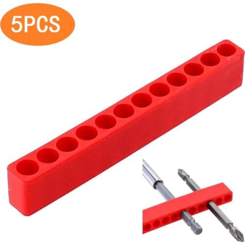 5pcs Multi Holes Hex Shank Drill Bit Storage Box Soft and Moderate Durable Plastic Injection Case Tool Screwdriver Organizer new