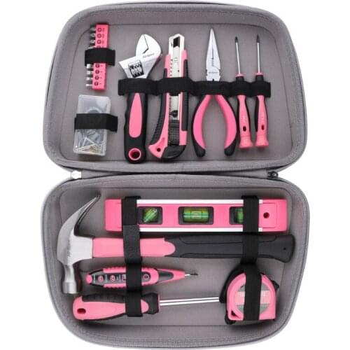 Tool box household tool set DIY pink hardware tool kit daily household hand tool box