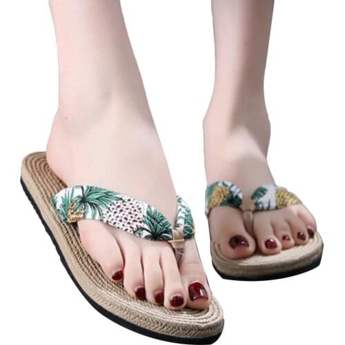 Women Shoes Summer Bohemia Floral Beach Sandals Wedge Platform Thongs Slippers Flip Flops For Women Platform Slippers