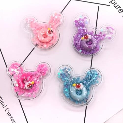 10pcs/lot mickey Transparent Bling bling Star Flowing Patches Appliques for Children clip and DIY Hair Clip