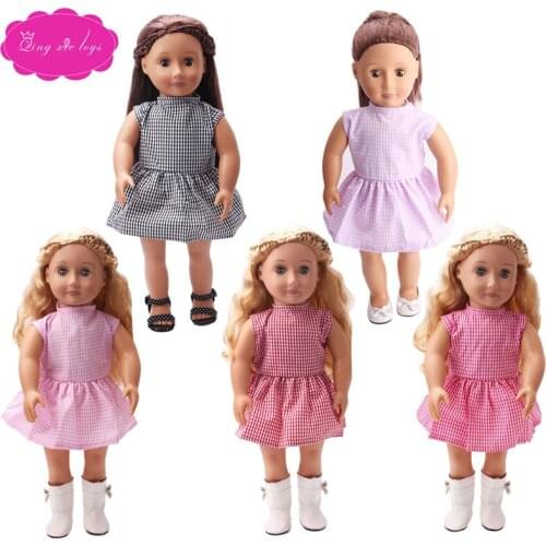 18 inch Girl dolls Clothes Special offer 5 colors plaid dress skirt Dress accessories fit 43 cm baby doll c121