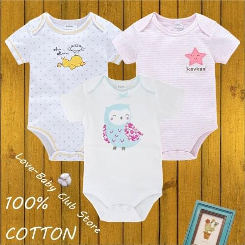 3pcs/pack New Born Baby Body Bodysuit Jumper Infant Sweatshirt Girls Boys Onesie 100% Cotton Print Cute Cartoons Summer