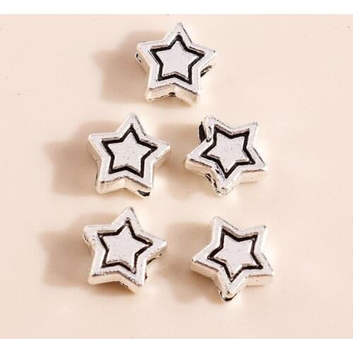 50pcs 7*7mm Connectors Beads Stars Charms for original diy Bracelets Making Accessories Alloy Stars Charms for Necklaces Pendant
