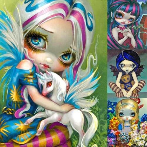 Diamond Painting Big Eyes Doll Cartoon Series 5D Full Round Drill Wall Picture DIY Home Decoration Gift Hanging Painting 30x40cm
