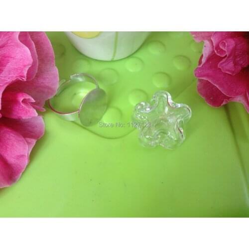 Free shipping !! 30sets 21X21MM Liquid Ring Dasiy,Liquid Metal Mesh Ring,glass globe rings,Glass Globe Bubble Vial rings