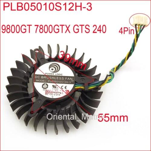 DC BRUSHLESS FAN PLB05010S12H-3 12V 0.27A 55mm 9800GT 7800GTX GTS 240 Graphics Card Cooling Fan 4Wire 4Pin