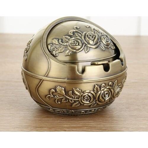Large spherical ashtray creative retro round high-grade metal fall-proof multifunctional practical tea table ashtray