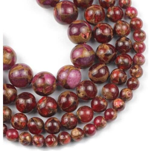 Natural Red Gold Cloisonne Beads 6/8/10/12MM Round Spacer Loose Stone beads for Jewelry making DIY bracelets accessories 15