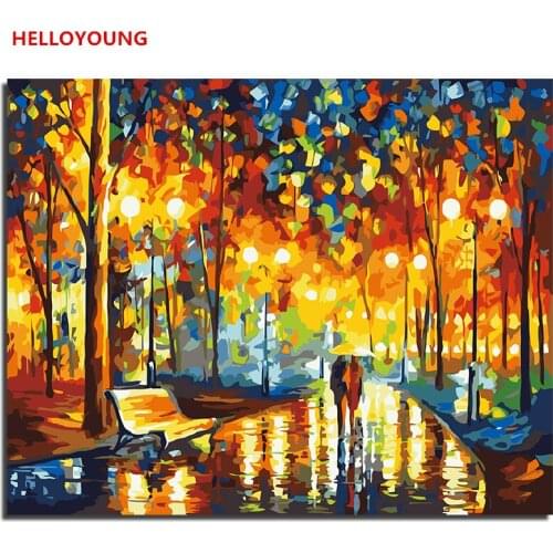 Walking In The Street Abstract Painting Diy Digital Scenery Oil Painting By Numbers Modern Sea Wall Art Picture For Home Decor