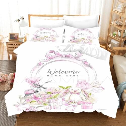 Home Textile Teddy Bear Flower Pattern Bedding Set Simple Bedspread Pillowcase Home Textile Children Adult Bedroom Decoration