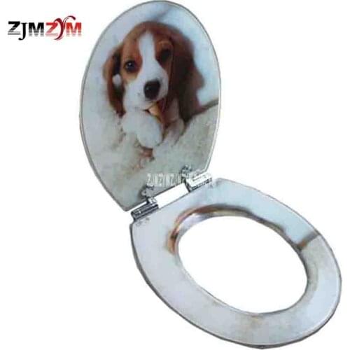 European Resin Toilet Cover Cute Cartoon Painting Toilet Cover U/V/O Universal Stainless Steel Slow Down Thickening Toilet Cover