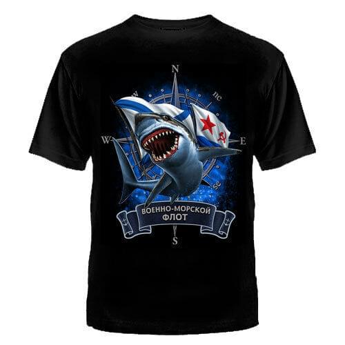 T-shirt NAVY Russian T-Shirts russia putin military cult Mens Clothing Shark