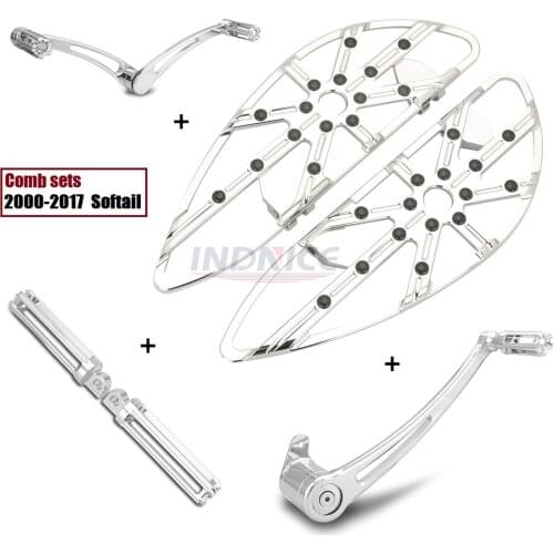Chromed Gauge Softail Fatboy footboards floorboards brake arm Shift Levers pegs for harley Heritage Softail FLSTC 2000-2017