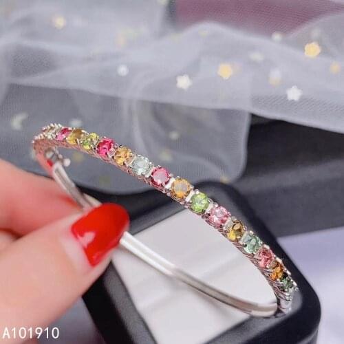 KJJEAXCMY boutique jewelry 925 sterling silver inlaid natural Tourmaline female luxury bracelet support detection popular