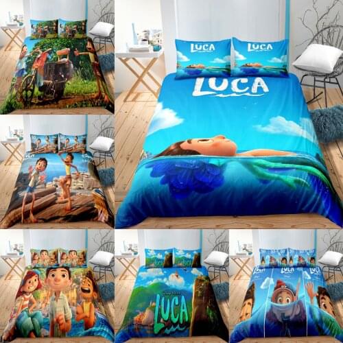 Disney Luca Bed Set 3D Cartoon Printe Bedding Set Single Double King Quilt Cover Pillowcase Kid Bedroom Bedclothes Gift Bedsheet