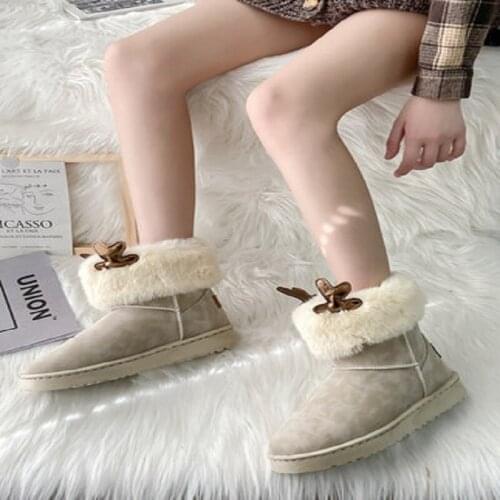 Short-tube snow boots winter 2020 new fashion wild plus velvet thick warm cotton shoes