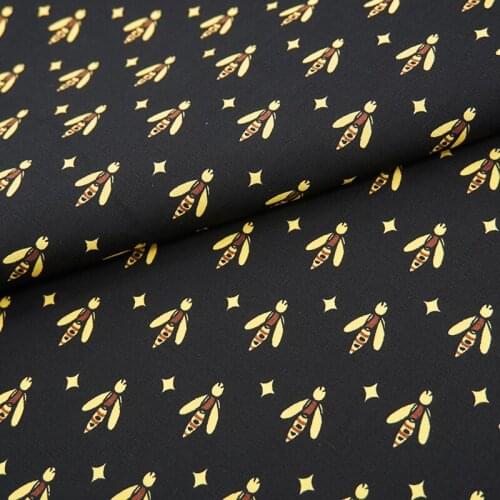 Little Bee Print Satin Cotton Fabric For Dress Tissus Au Mètre Ткань Для Шитья Одежды Sewing Telas Algodon Estampadas Tecido Diy