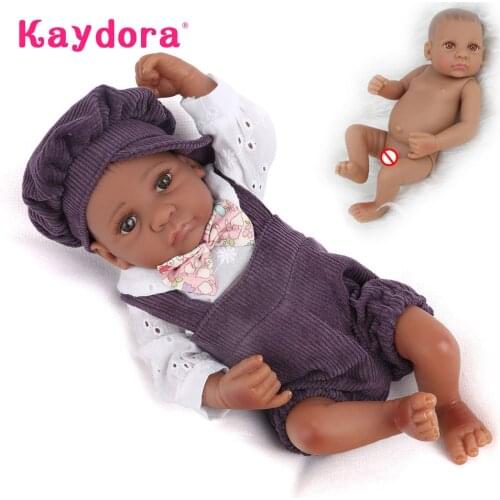 Cute Mini Full Soft Silicone Reborn Baby Doll 25cm Alive Play Toy Handmade African American Boy Kids Bath Playmate Birthday Gift