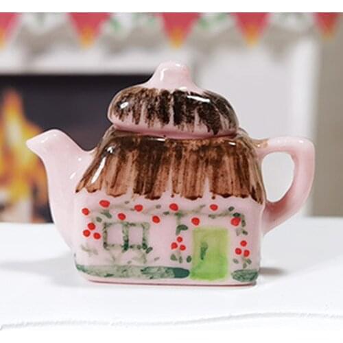 1:12 Dolls House Miniature Pot Mini Furniture Toys Porcelain Hand Painting Tea Cups for Dollhouse Ornaments Decoration