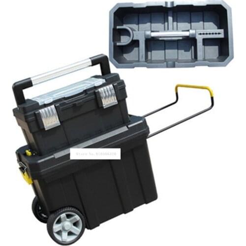Multi-functional Trolley Tool Box Household PP Plastic Hardware Toolbox Movable Large Plastic Toolbox Thickened With Wheels