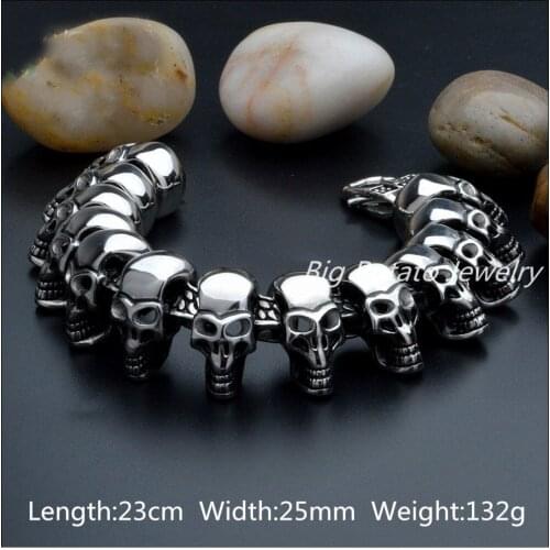 9"*20mm New Arrive Hip-hop Gift 316L Stainless Steel Silver Color Biker Jewelry Mens Bracelet Bangle High Quality