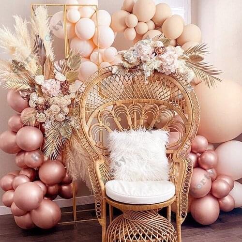 Balloon Arch Garland Kit 116Pcs Metallic Rose Gold Cream Peach Macaron Orange Balloon Garland For Wedding Party Decoration