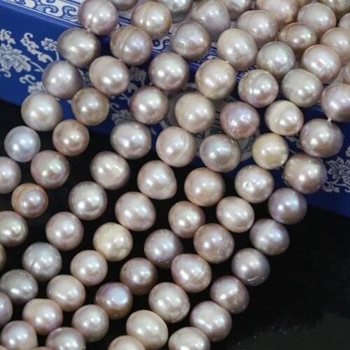 New Classic European Purple Natural Freshwater Cultured Pearl Round Loose Beads 9-10mm Beautiful Charms Diy Jewelry 15inch B1400