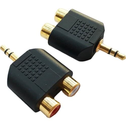 Gold Plated 3.5 Stereo Male Mini Plug 3.5mm to 2 Female RCA Jack Adapter Audio Video Splitter RCA
