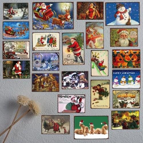 Christmas Vintage Tin Sign Metal Plate Iron Painting Christmas Decorations For Home Wall Bar Art Craft Decor 30X20CM DU-1165