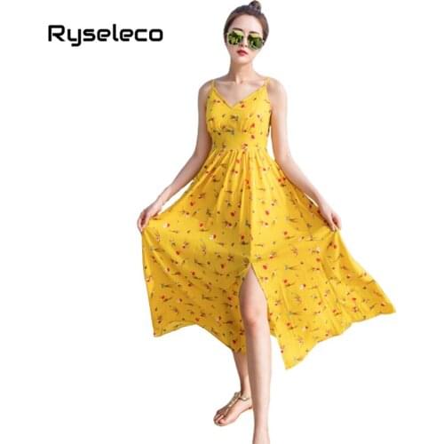 Ryseleco Summer Dresses With A Slit