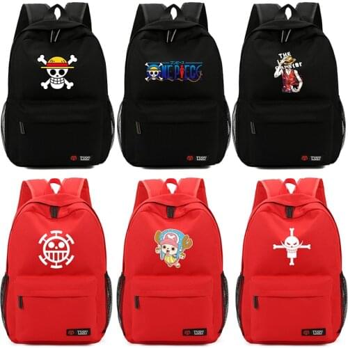 One Piece Luffy Anime Backpack Messenger School Book Students Computer bag Black Bag